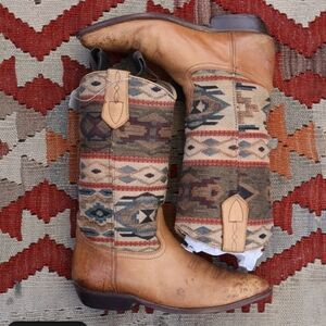 Seychelles Size 7.5 Aztec Leather Southwest Western Boots Womens Brown Cowgirl